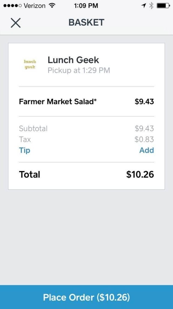An itemized bill shows users exactly what they'll they pay when they check out with Square Order